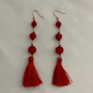 Chic Red Tassel Drop Earrings